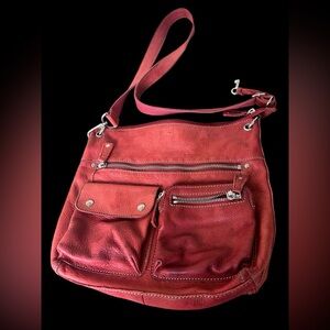 Fossil Red Leather Crossbody Bag